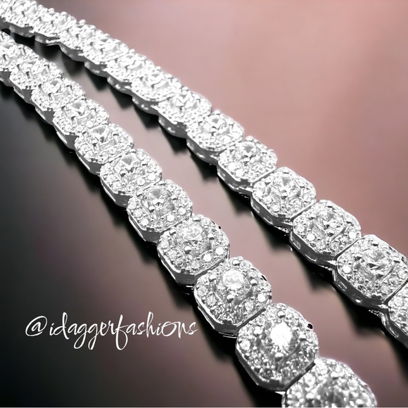 20” Iced Out Cubic Zirconia Ice Cube Tennis Chain Solid 925 Sterling Silver - Picture 11 of 14